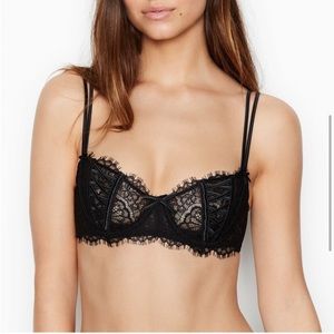 NWT Victoria’s Secret Wicked Unlined Lace Balconette Bra in Black. Size 36D